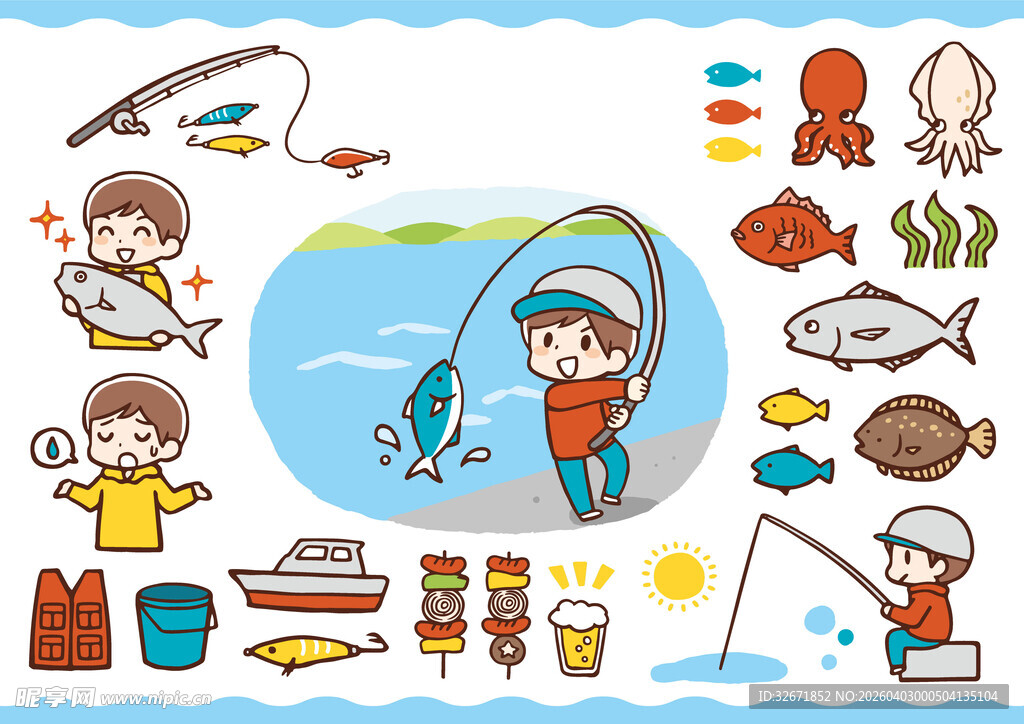 小孩钓鱼