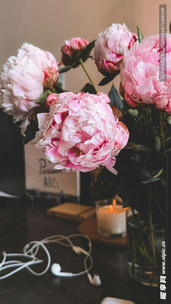 优雅芍药静物装饰画面