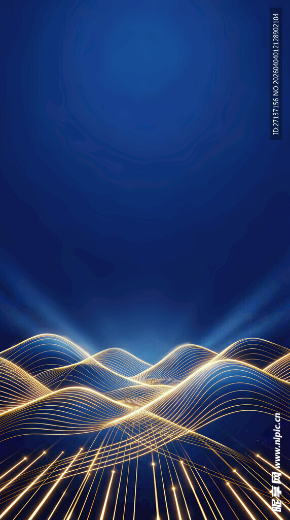 蓝色光效线条科技背景图