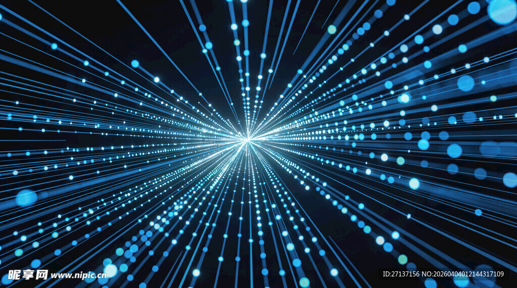 蓝色科技光线放射背景图
