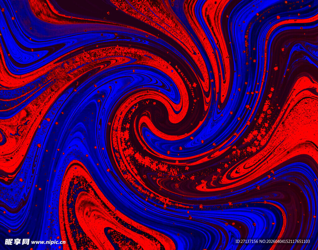 红蓝漩涡抽象流体艺术图