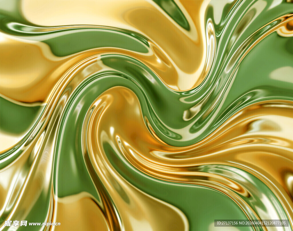 黄绿流体艺术纹理图案