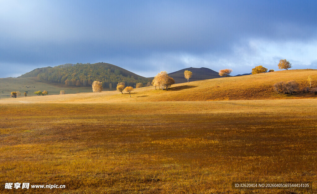 广袤草原与远处山峦景色