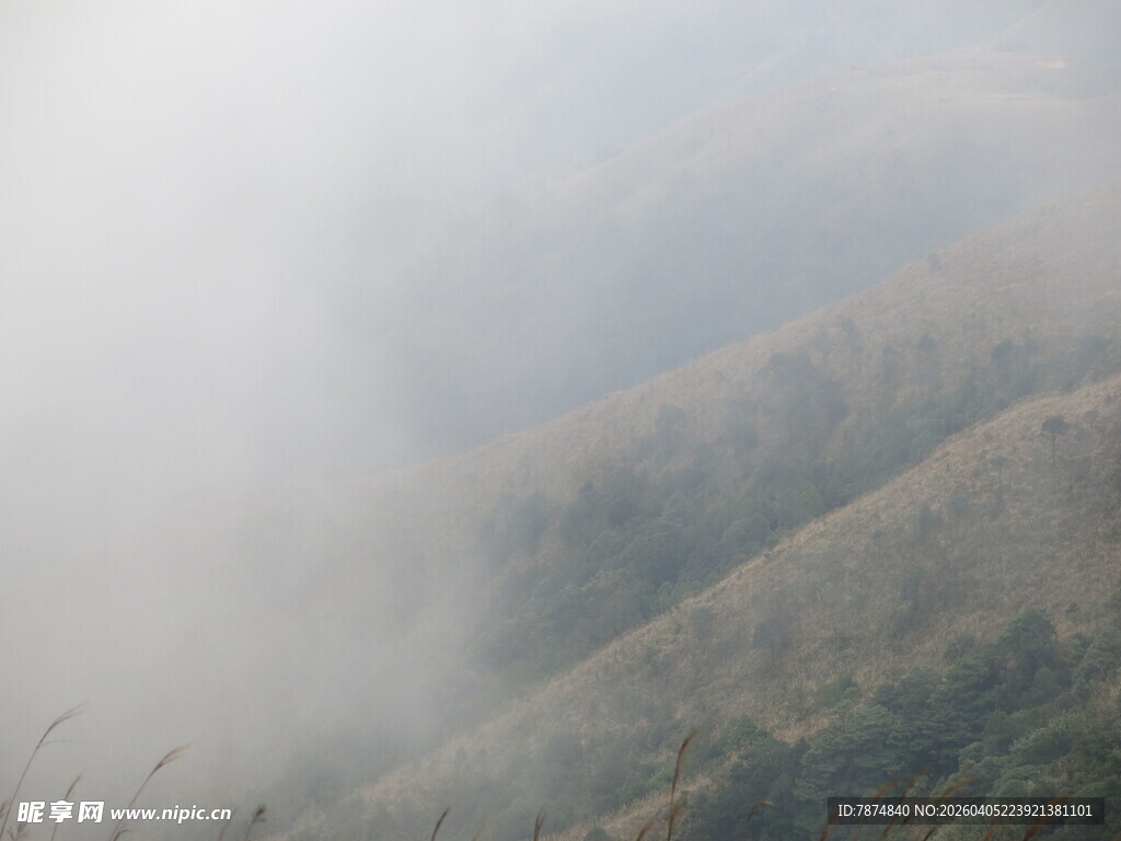 山间云雾缭绕的朦胧美景