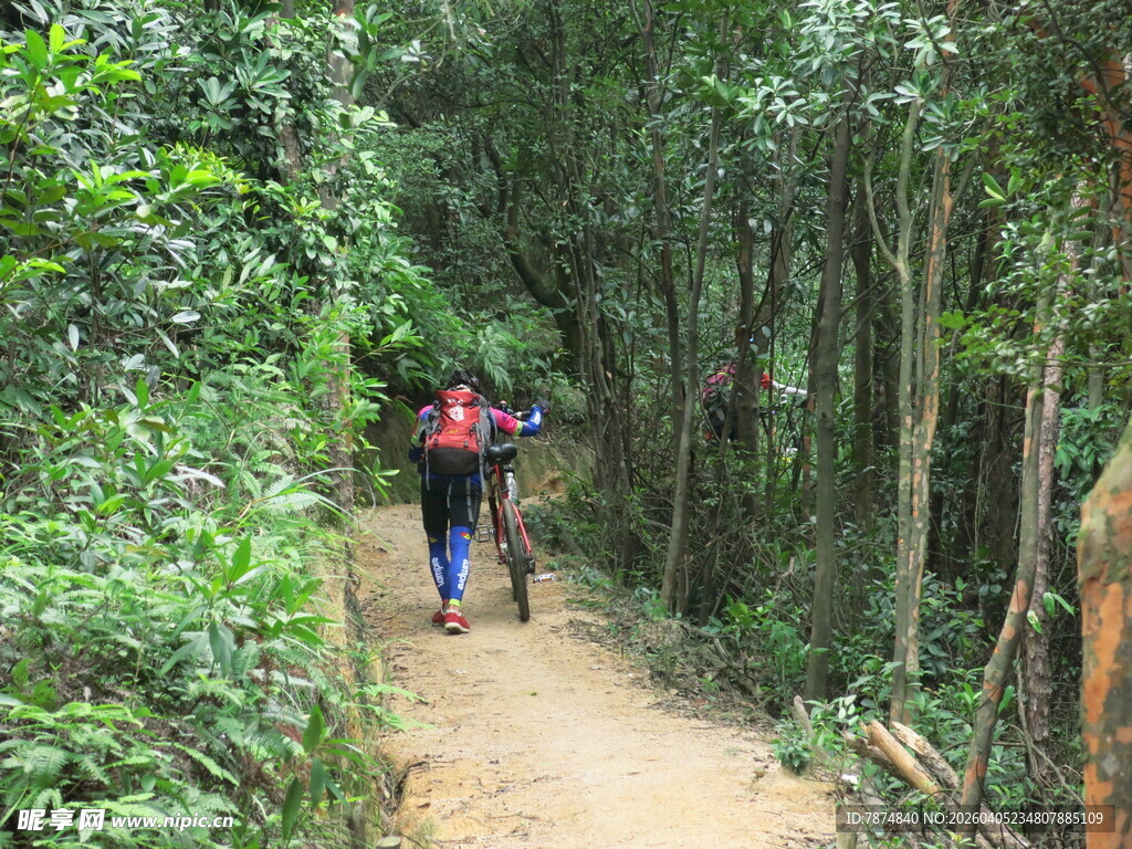 山林中徒步的背包旅行者