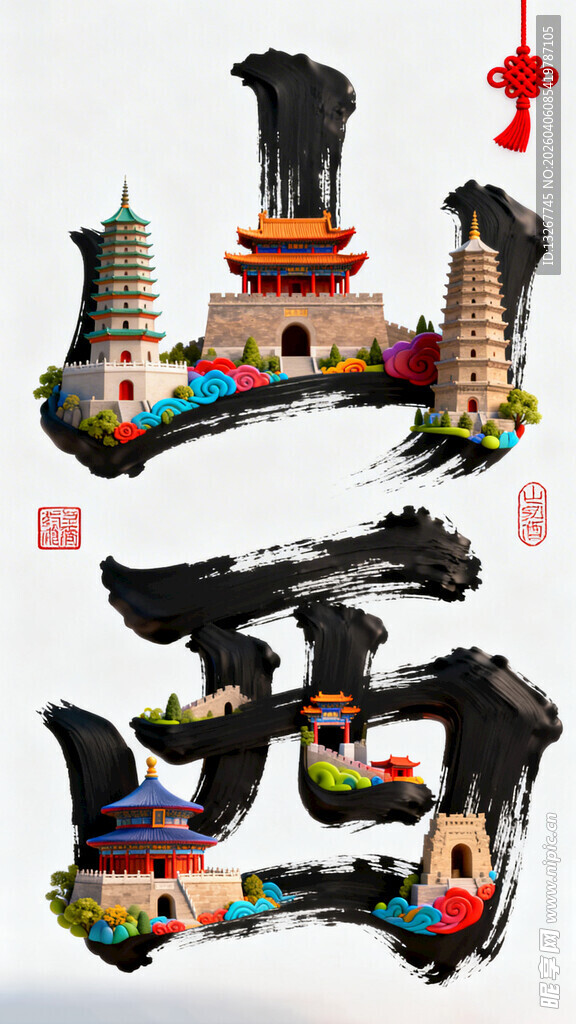 山西地标建筑创意组合