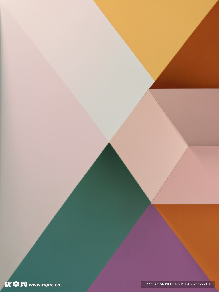 多彩几何拼接墙面