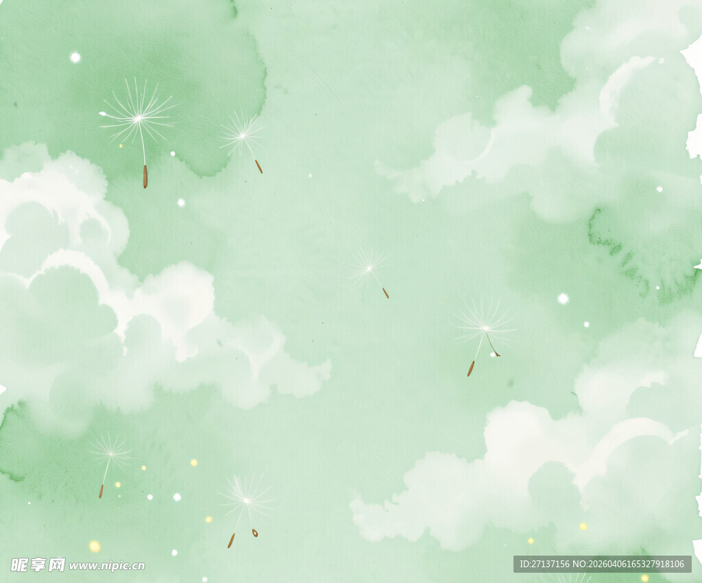 梦幻绿调云朵天空背景图