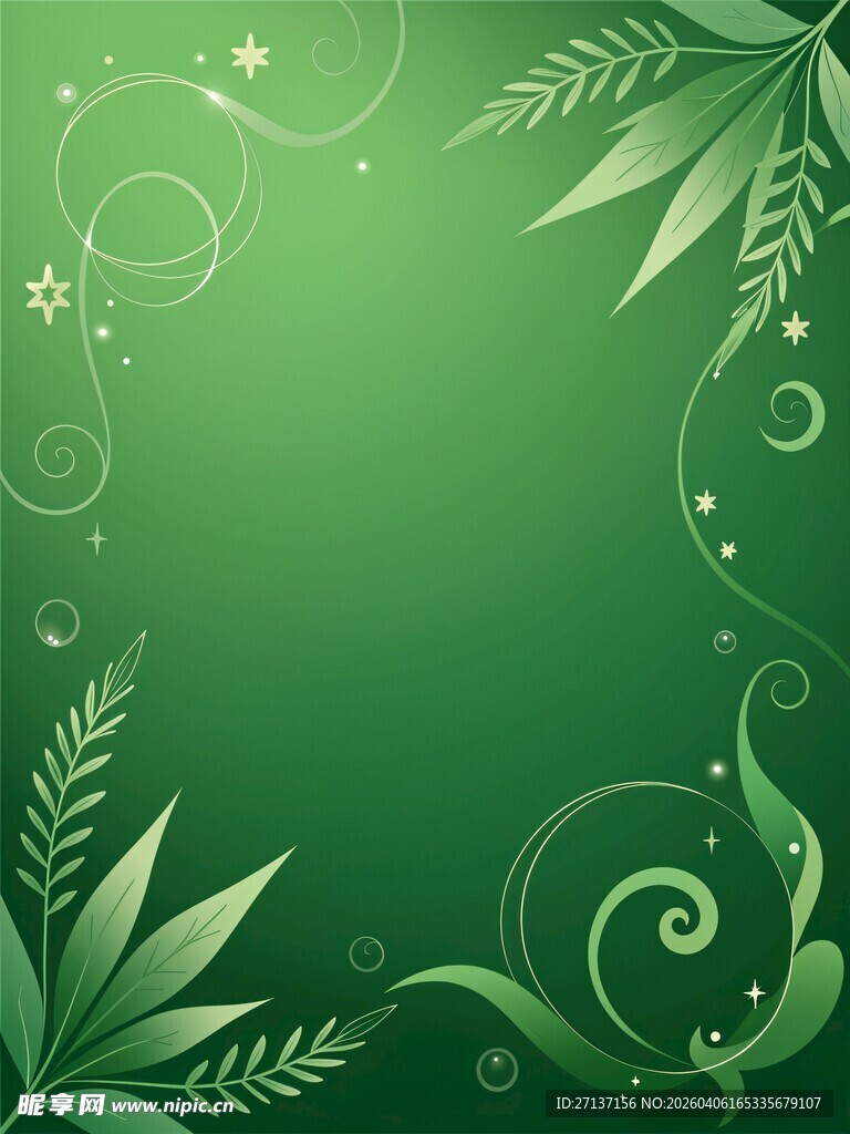 绿色植物花纹背景图