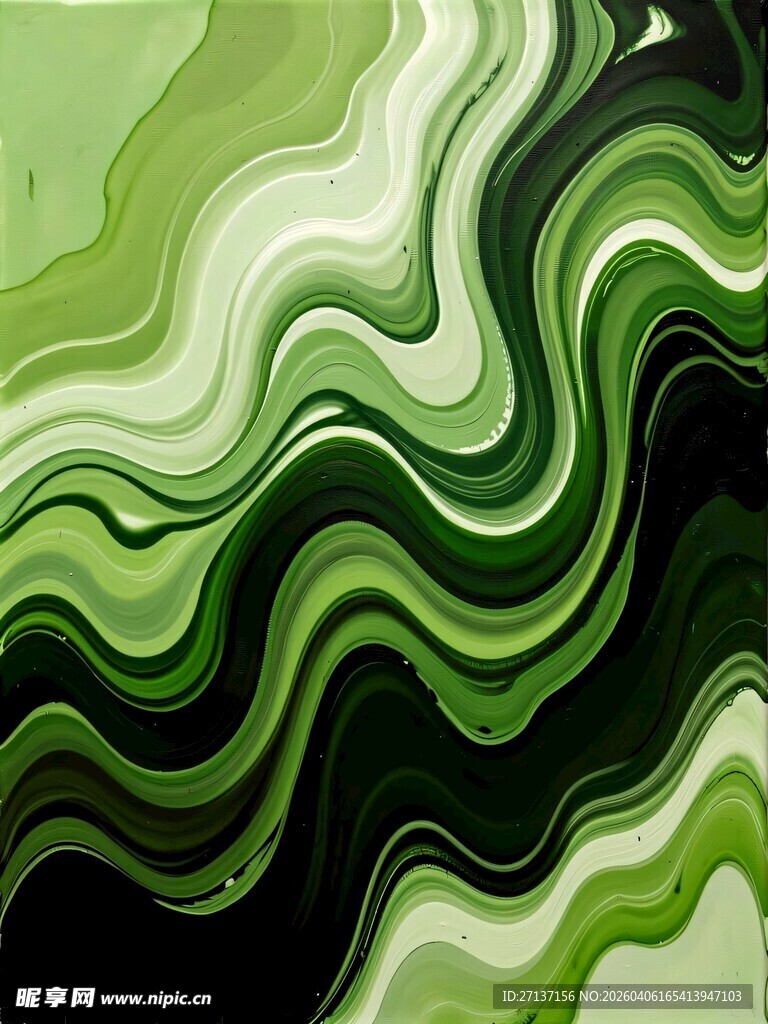 绿色波浪抽象艺术图案