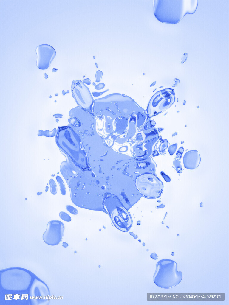 蓝色墨水泼溅艺术画面