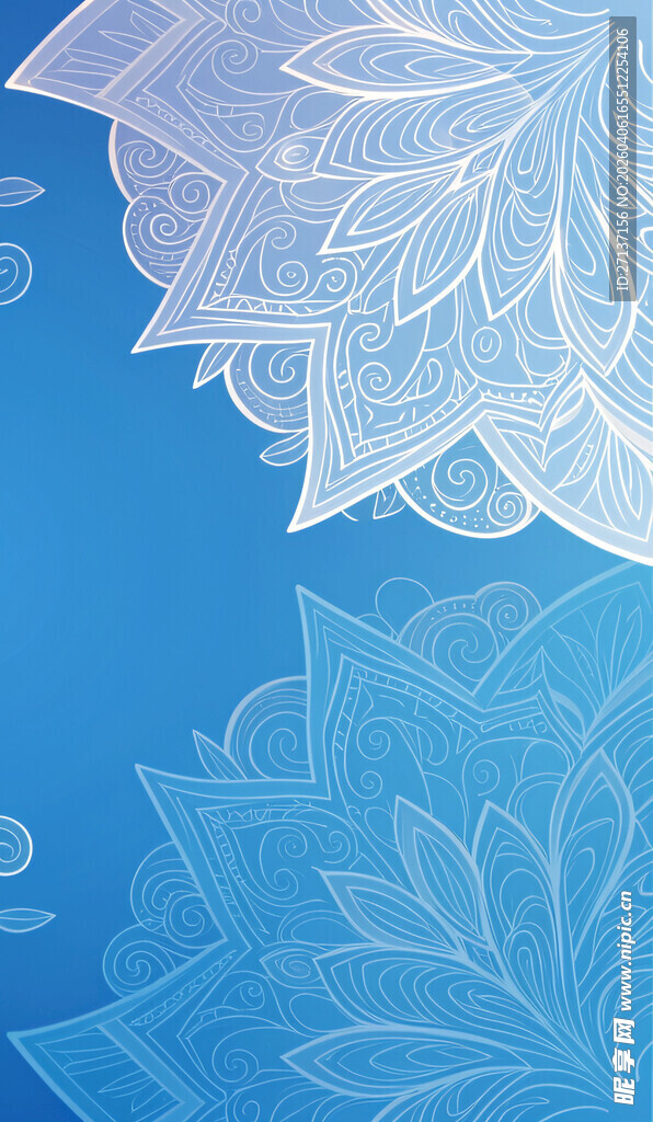 蓝色曼陀罗花纹背景图案