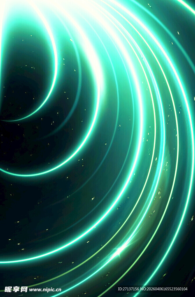 绿色炫彩光效螺旋线条