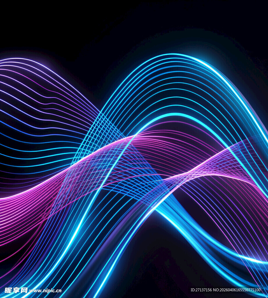 炫彩流动光波线条图案