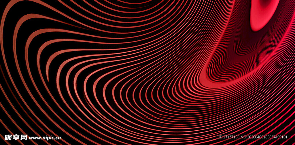 红色波纹抽象动感背景图