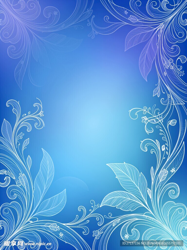 梦幻蓝紫花卉背景图案