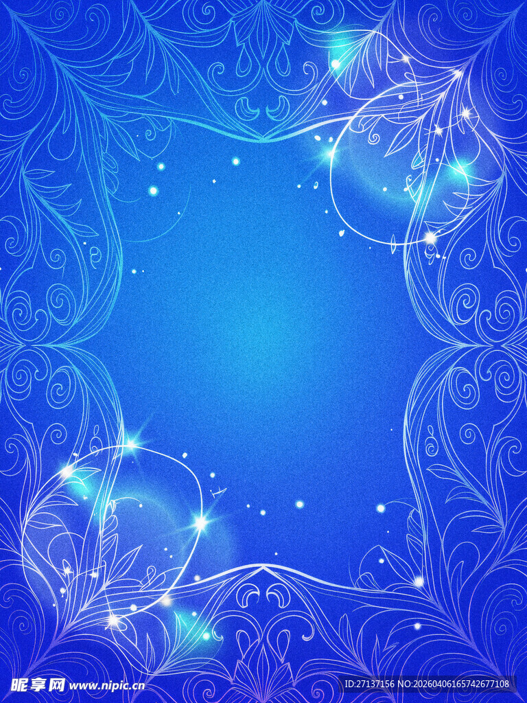 梦幻蓝调花纹背景图