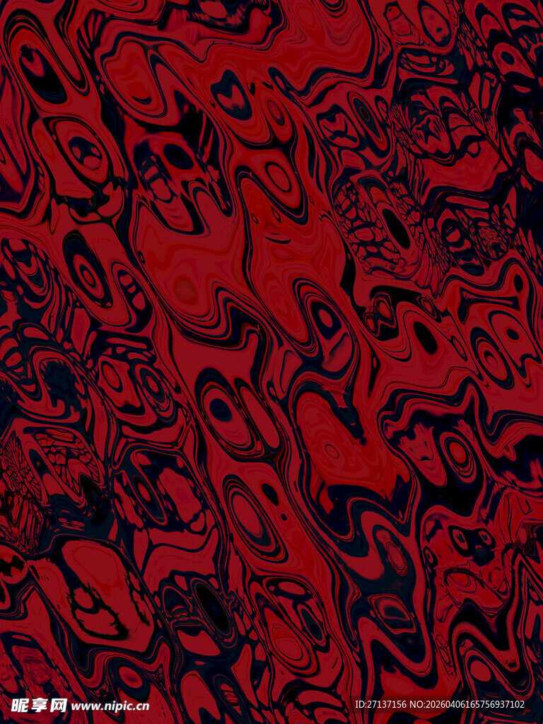红色抽象花纹布料图案