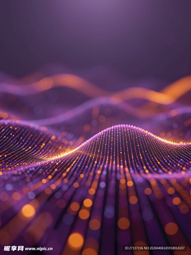 紫色科技感数据波动画面