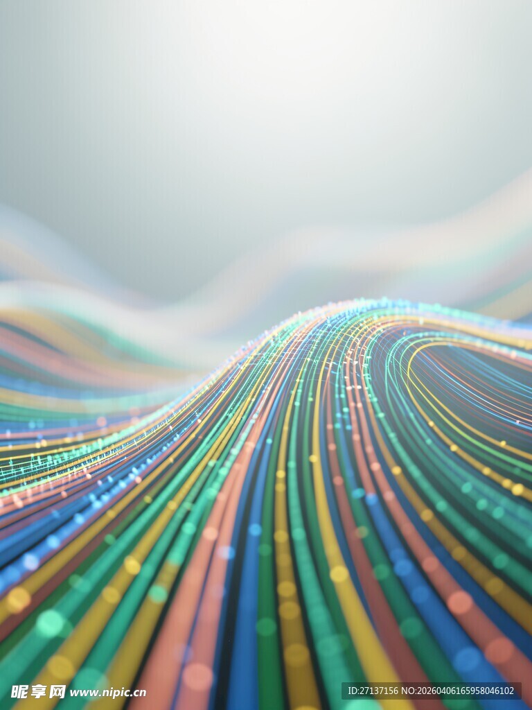 绚丽多彩的波浪线条图案