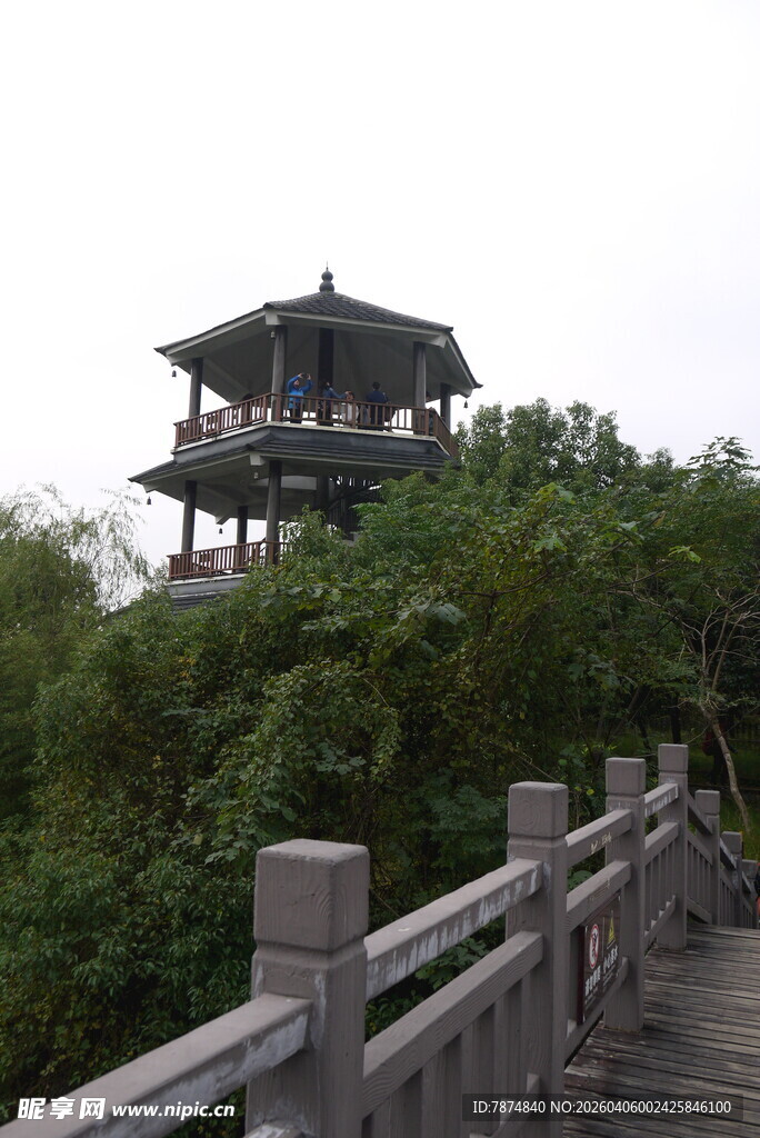 山林间的古风楼阁栈道