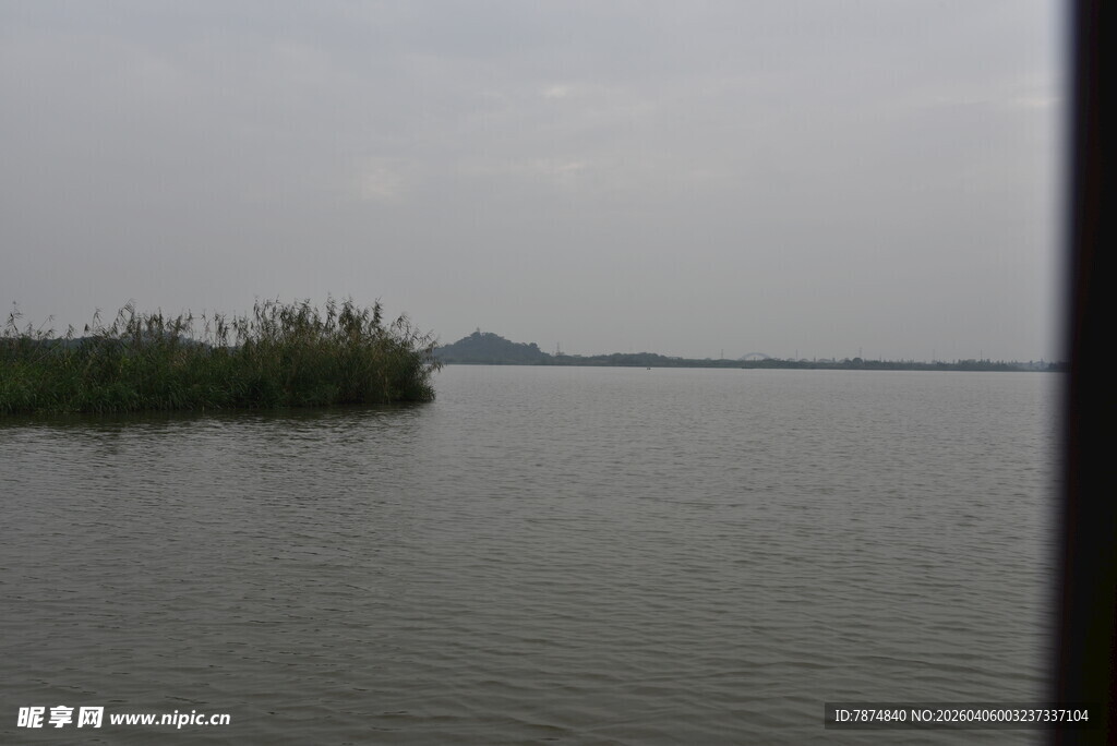 宁静湖面与岸边绿植景观