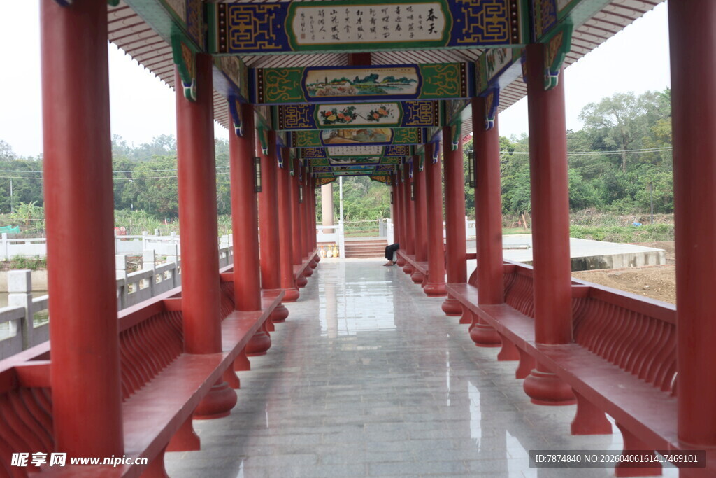 湛江中式长廊古建筑景观