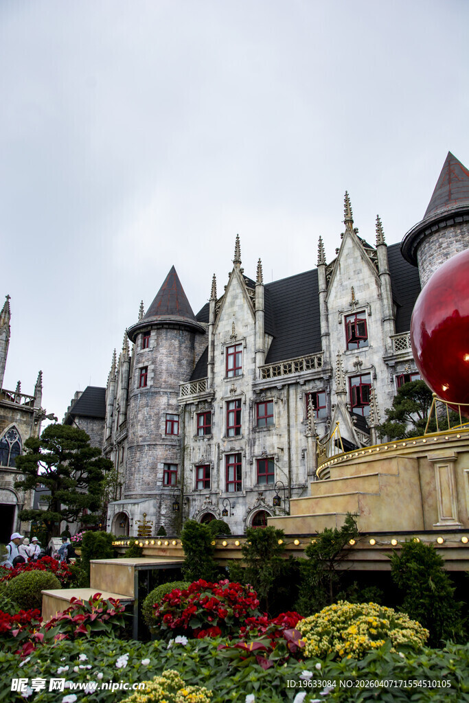 欧式建筑花卉景观