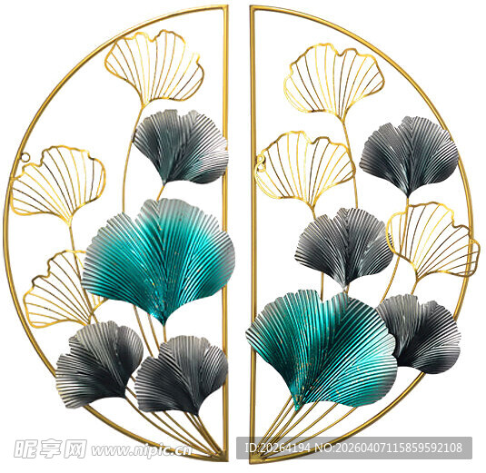中式银杏叶双扇屏风装饰
