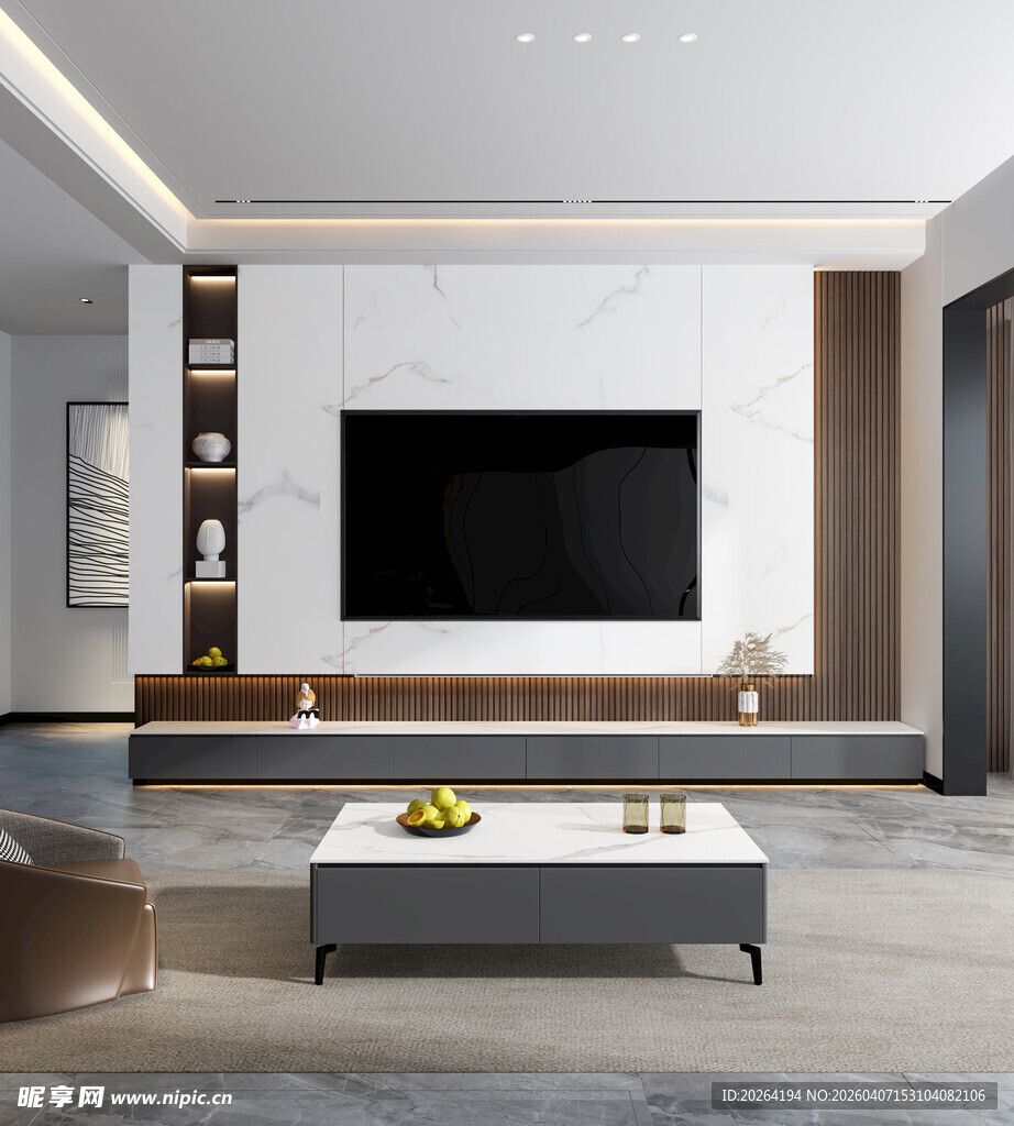 现代简约风客厅电视背景墙
