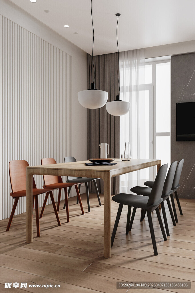 简约现代风格餐厅室内场景