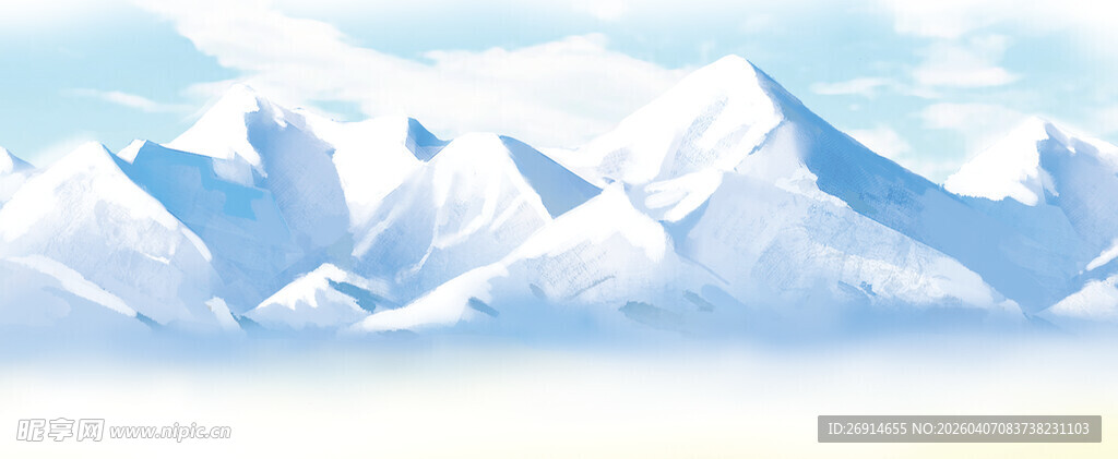 雪山手绘插画