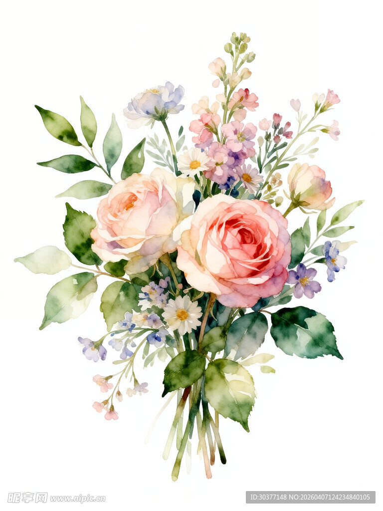 手绘清新花卉花束