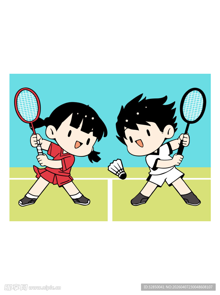 儿童持网球拍准备击球