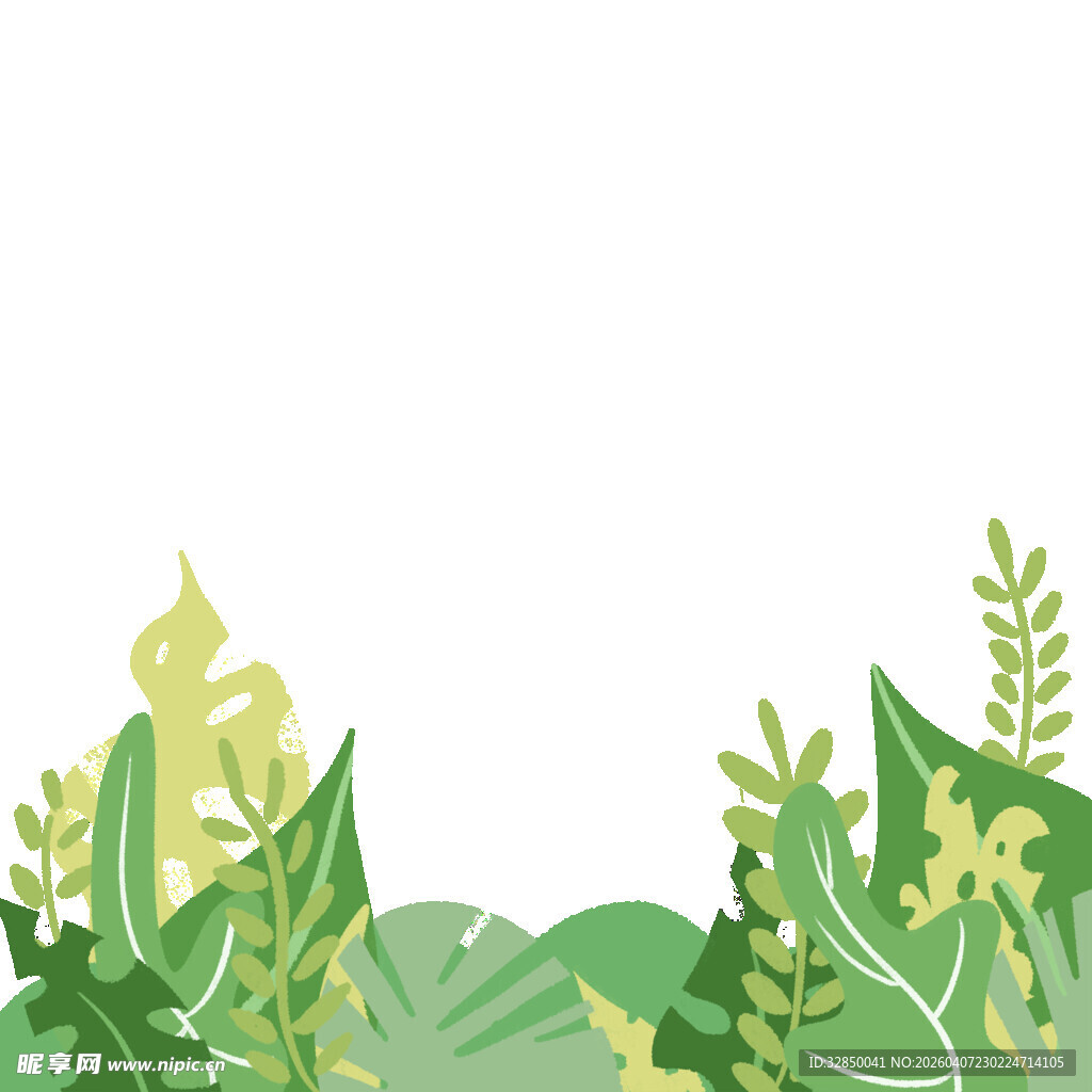 清新绿植边框背景图