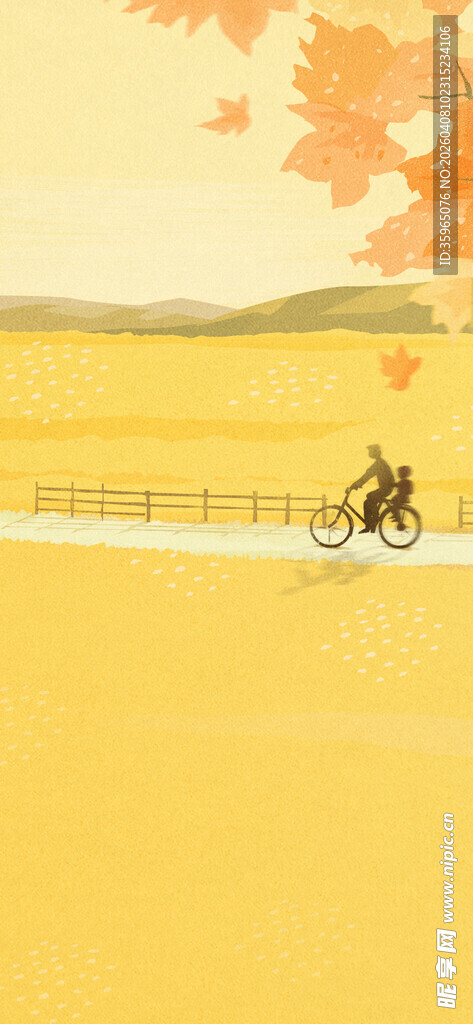 秋日两人骑行于风景道