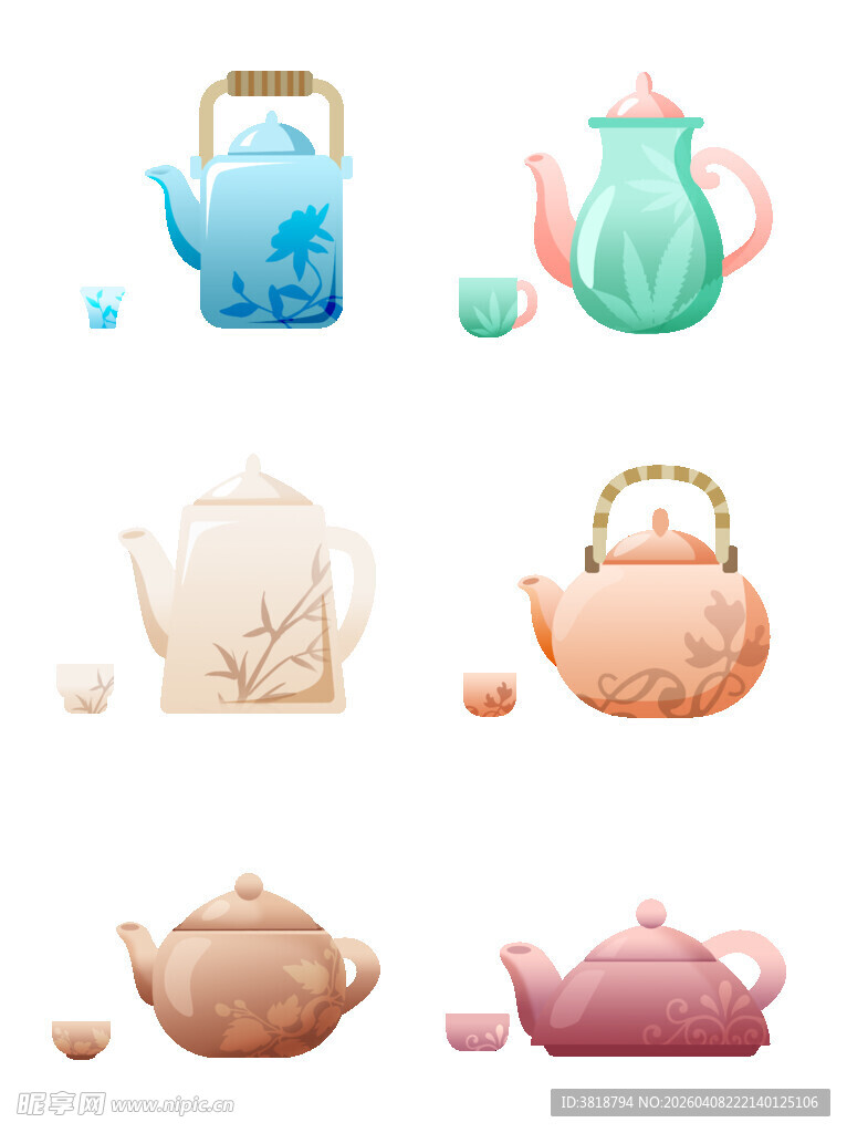 多彩精致茶壶茶具展示