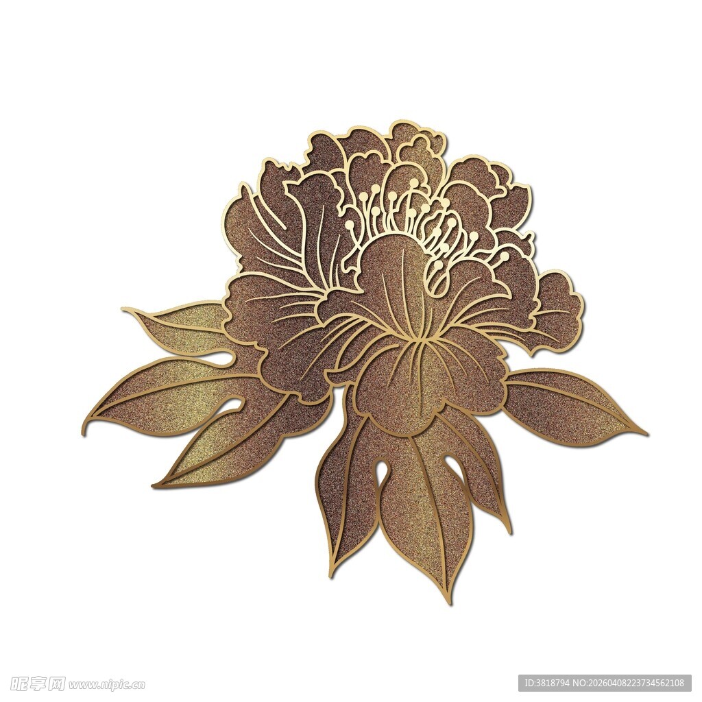 金色牡丹花卉图案