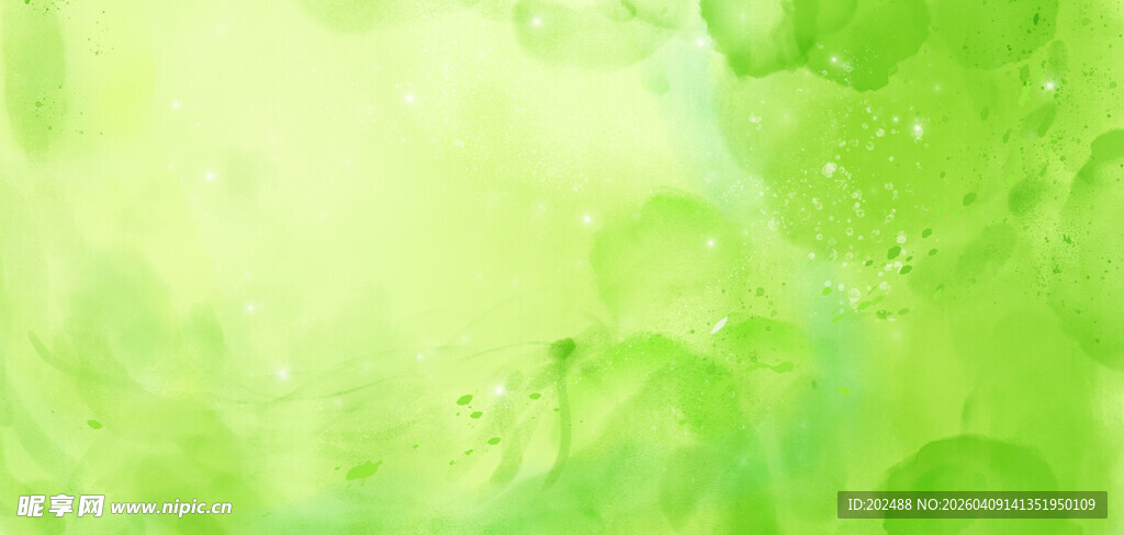 清新水彩几何流线绿色背景