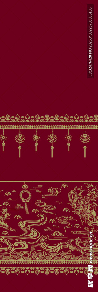 中式古典红色花纹背景图