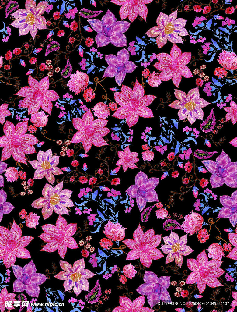 缤纷花卉图案背景