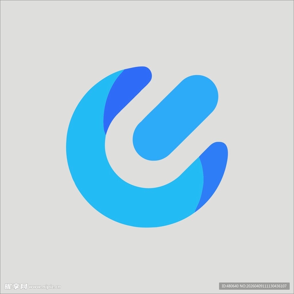 蓝色渐变字母U标志