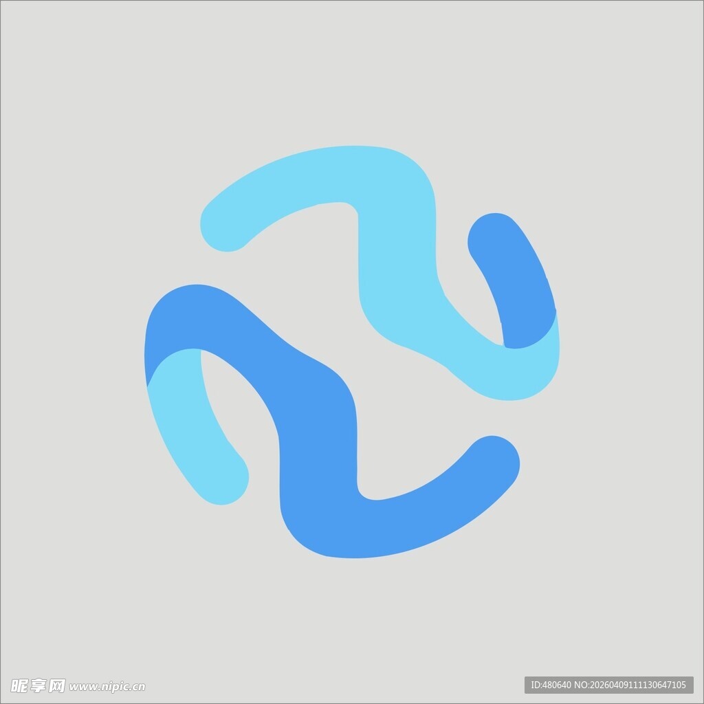 蓝色抽象流线图形标志