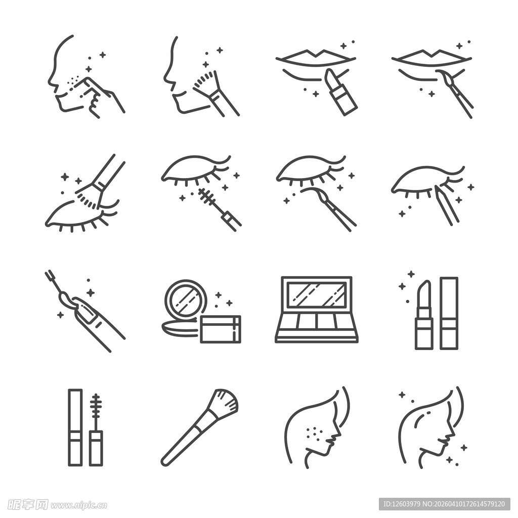 美容化妆工具图标集合