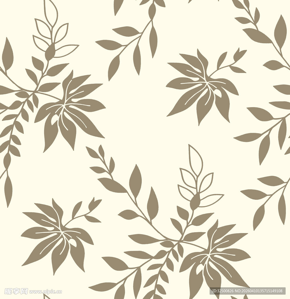 米色植物花纹墙纸图案