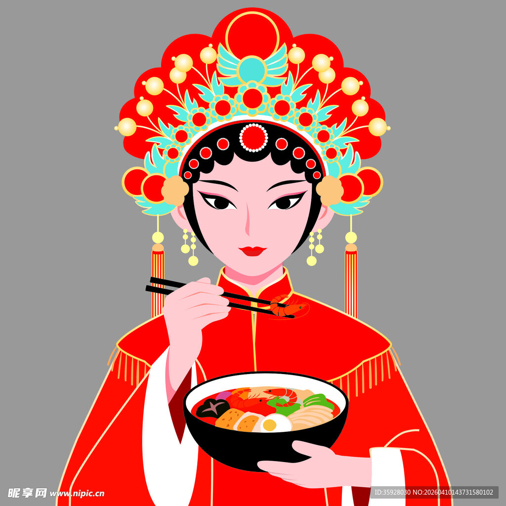 吃麻辣烫人物矢量素材