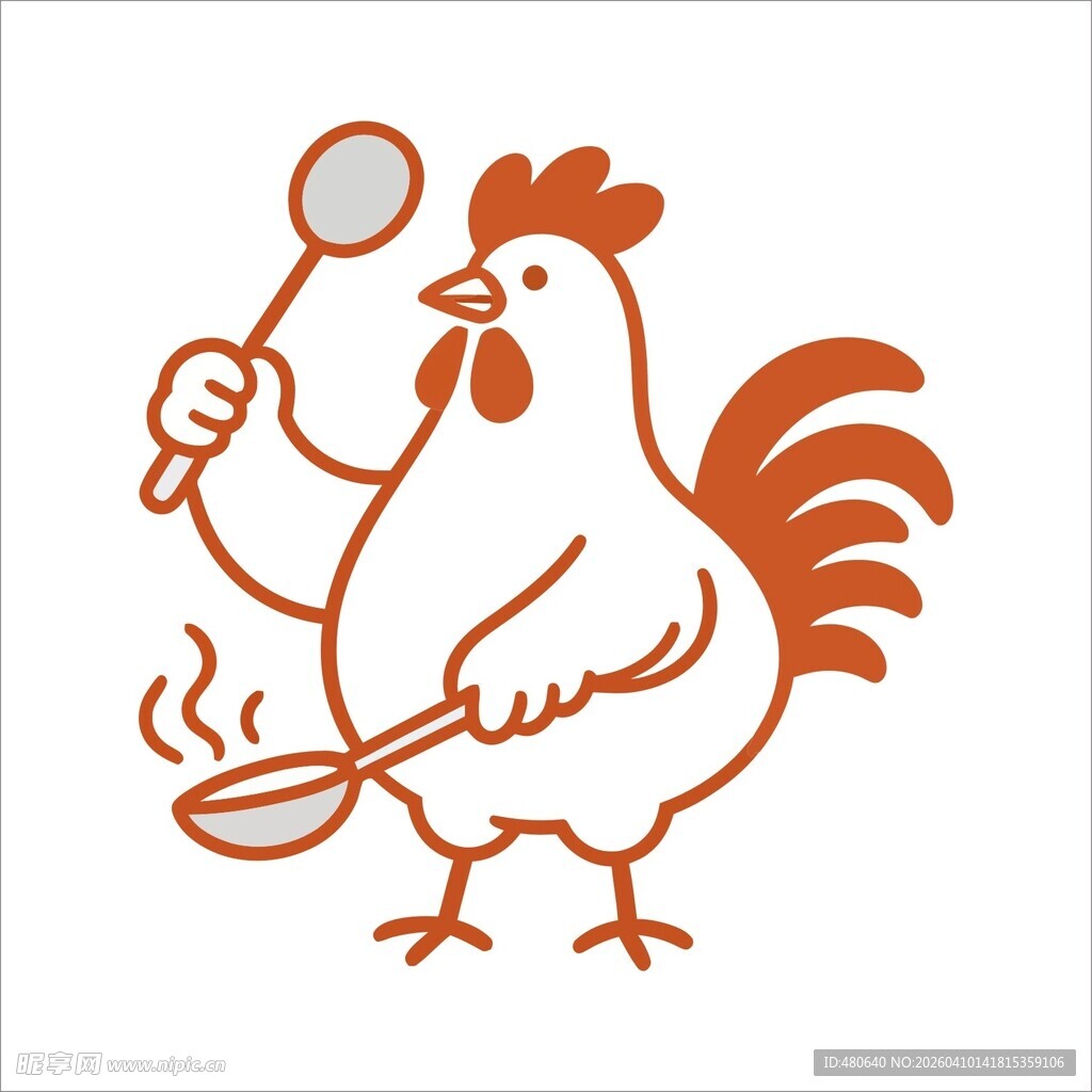 烹饪公鸡形象插画