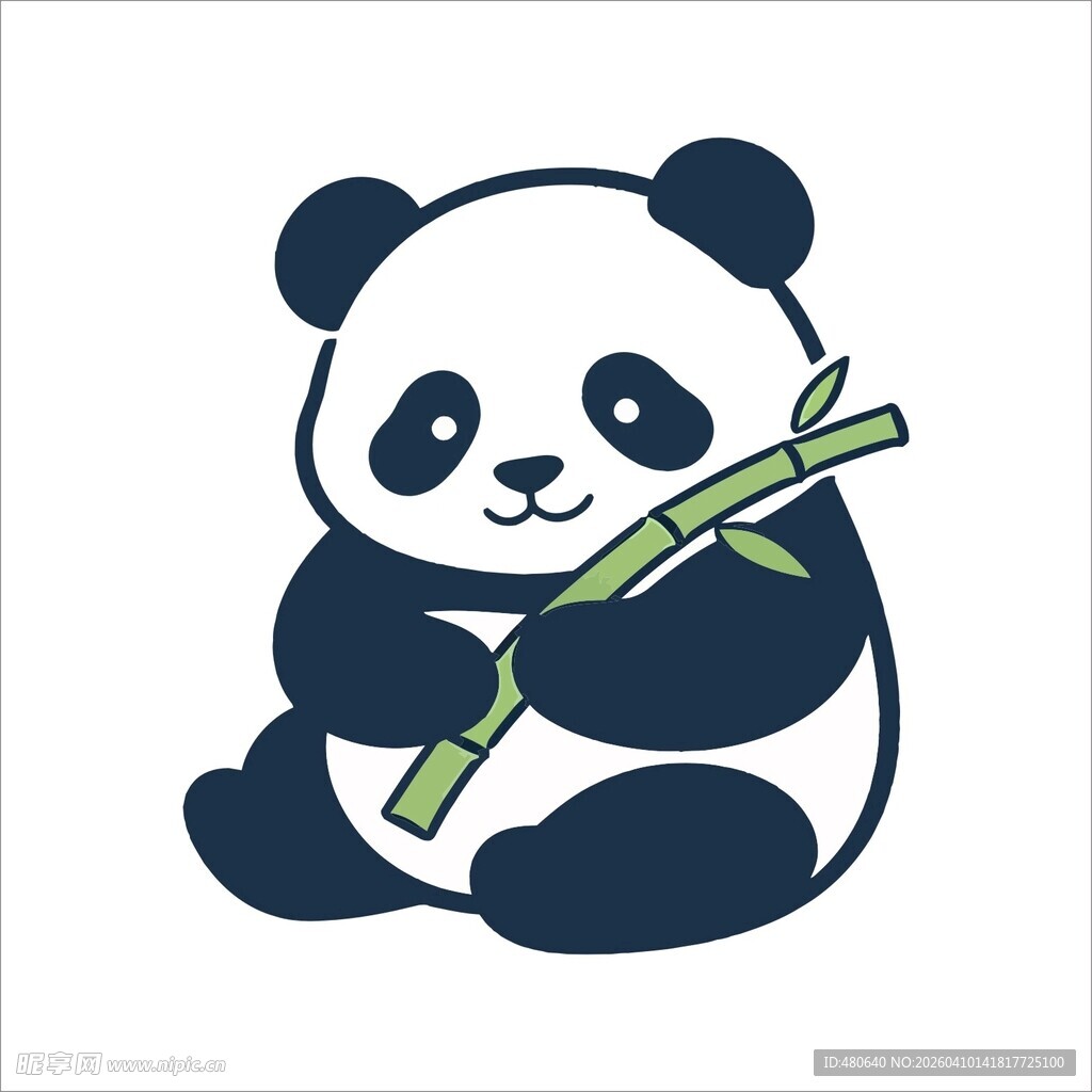 可爱熊猫抱翠竹