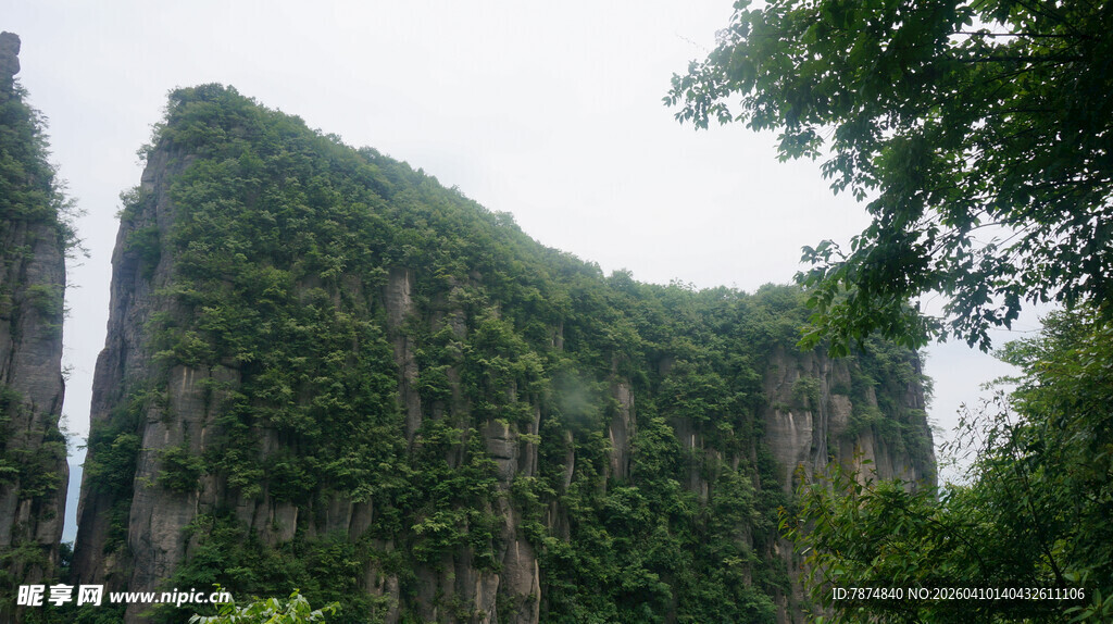 恩施翠绿覆盖的奇特岩石景观