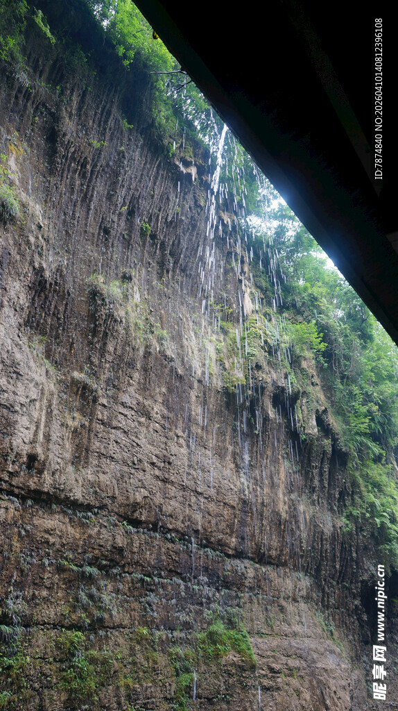 恩施陡峭岩壁上的绿意